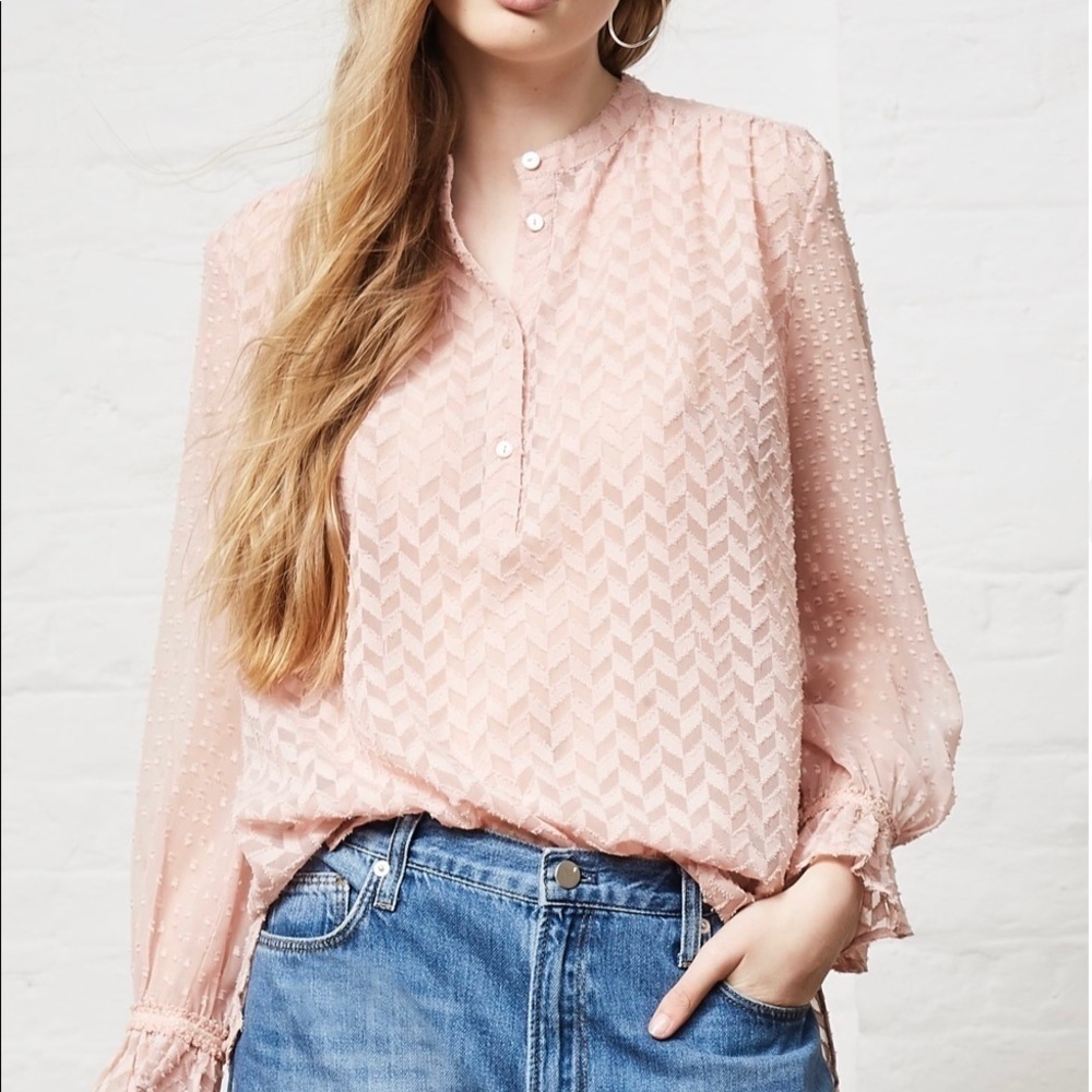 French Connection Corsica Sheer Popover Blouse Size M NWT $98